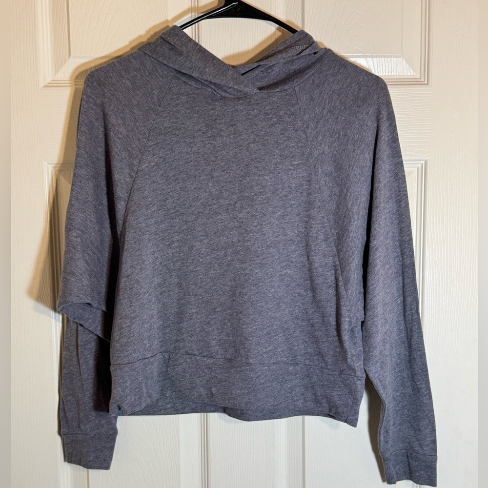 Beyond Yoga Cropped Blue/Grey Hoodie Lightweight Yoga Breathable XS Loungewear